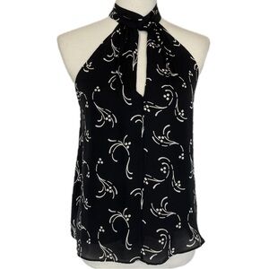 Joie Silk Keyhole Halter Neck Top Sz S Sleeveless Abstract Print Elegant Classic